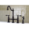 image:imageKingston Brass KS1271TALBS Tudor 8 Inch Center Kitchen Faucet With Brass Sprayer Polished Chrome 834 inch in Spout Reach Polished ChromeOil Rubbed Bronze