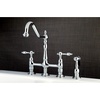 image:imageKingston Brass KS1271TALBS Tudor 8 Inch Center Kitchen Faucet With Brass Sprayer Polished Chrome 834 inch in Spout Reach Polished ChromePolished Chrome