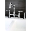 image:imageKingston Brass KS1271TALBS Tudor 8 Inch Center Kitchen Faucet With Brass Sprayer Polished Chrome 834 inch in Spout Reach Polished ChromePolished Chrome