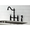 image:imageKingston Brass KS1275PXBS Heritage Bridge Kitchen Faucet with Brass Sprayer Oil Rubbed BronzeMatte Black
