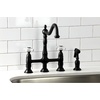 image:imageKingston Brass KS1275PXBS Heritage Bridge Kitchen Faucet with Brass Sprayer Oil Rubbed BronzeMatte Black
