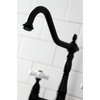 image:imageKingston Brass KS1275PXBS Heritage Bridge Kitchen Faucet with Brass Sprayer Oil Rubbed BronzeMatte Black