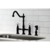 image:imageKingston Brass KS1275PXBS Heritage Bridge Kitchen Faucet with Brass Sprayer Oil Rubbed BronzePolished Brass