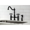 image:imageKingston Brass KS1278TXBS French Country Bridge Kitchen Faucet with Brass Sprayer Brushed NickelPolished Brass