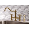 image:imageKingston Brass KS3277AXBS Restoration 8Inch Bridge Kitchen Faucet with Sprayer Brushed BrassBrushed Brass