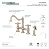 image:imageKingston Brass KS3277AXBS Restoration 8Inch Bridge Kitchen Faucet with Sprayer Brushed BrassBrushed Nickel