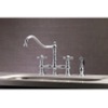 image:imageKingston Brass KS3277AXBS Restoration 8Inch Bridge Kitchen Faucet with Sprayer Brushed BrassMatte Black