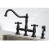 image:imageKingston Brass KS3277AXBS Restoration 8Inch Bridge Kitchen Faucet with Sprayer Brushed BrassOil Rubbed Bronze