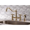 image:imageKingston Brass KS3277AXBS Restoration 8Inch Bridge Kitchen Faucet with Sprayer Brushed BrassPolished Brass