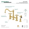 image:imageKingston Brass KS3277AXBS Restoration 8Inch Bridge Kitchen Faucet with Sprayer Brushed BrassPolished Brass