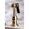 image:imageKingston Brass KS3277AXBS Restoration 8Inch Bridge Kitchen Faucet with Sprayer Brushed BrassPolished Brass