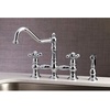 image:imageKingston Brass KS3277AXBS Restoration 8Inch Bridge Kitchen Faucet with Sprayer Brushed BrassPolished Chrome