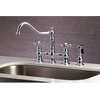image:imageKingston Brass KS3277AXBS Restoration 8Inch Bridge Kitchen Faucet with Sprayer Brushed BrassPolished Chrome