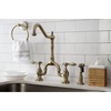 image:imageKingston Brass KS7758TALBS Tudor Bridge Kitchen Faucet with Brass Sprayer Brushed NickelAntique Brass