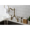image:imageKingston Brass KS7758TALBS Tudor Bridge Kitchen Faucet with Brass Sprayer Brushed NickelAntique Brass
