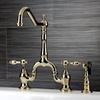 image:imageKingston Brass KS7758TALBS Tudor Bridge Kitchen Faucet with Brass Sprayer Brushed NickelBrushed Brass