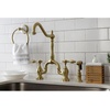 image:imageKingston Brass KS7758TALBS Tudor Bridge Kitchen Faucet with Brass Sprayer Brushed NickelBrushed Brass