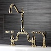 image:imageKingston Brass KS7758TALBS Tudor Bridge Kitchen Faucet with Brass Sprayer Brushed NickelPolished Brass