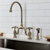 image:imageKingston Brass KS7792TXBS French Country Bridge Kitchen Faucet with Brass Sprayer Polished BrassAntique Brass