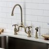 image:imageKingston Brass KS7792TXBS French Country Bridge Kitchen Faucet with Brass Sprayer Polished BrassAntique Brass