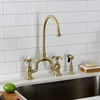 image:imageKingston Brass KS7792TXBS French Country Bridge Kitchen Faucet with Brass Sprayer Polished BrassBrushed Brass