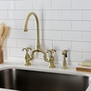 image:imageKingston Brass KS7792TXBS French Country Bridge Kitchen Faucet with Brass Sprayer Polished BrassBrushed Brass