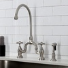 image:imageKingston Brass KS7797ALBS English Country Bridge Kitchen Faucet Brushed Brass 135 x 775 x 1681Brushed Nickel