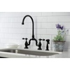 image:imageKingston Brass KS7797ALBS English Country Bridge Kitchen Faucet Brushed Brass 135 x 775 x 1681Matte Black