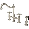 image:imageKingston Brass KS1271AXBS Heritage Kitchen Faucet with Brass Sprayer 834Inch Polished ChromeBrushed Nickel