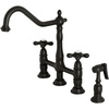 image:imageKingston Brass KS1271AXBS Heritage Kitchen Faucet with Brass Sprayer 834Inch Polished ChromeMatte Black