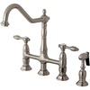 image:imageKingston Brass KS1271TALBS Tudor 8 Inch Center Kitchen Faucet With Brass Sprayer Polished Chrome 834 inch in Spout Reach Polished ChromeBrushed Nickel