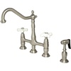 image:imageKingston Brass KS1275PXBS Heritage Bridge Kitchen Faucet with Brass Sprayer Oil Rubbed BronzeBrushed Nickel