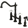 image:imageKingston Brass KS1275PXBS Heritage Bridge Kitchen Faucet with Brass Sprayer Oil Rubbed BronzeMatte Black