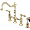 image:imageKingston Brass KS1276ALBS Heritage Bridge Kitchen Faucet Polished Nickel 1388 x 856 x 1313Polished Brass
