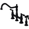 image:imageKingston Brass KS3275PKLBS Duchess Bridge Kitchen Faucet with Brass Sprayer Oil Rubbed BronzeMatte Black