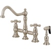 image:imageKingston Brass KS3277AXBS Restoration 8Inch Bridge Kitchen Faucet with Sprayer Brushed BrassBrushed Nickel