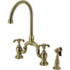 image:imageKingston Brass KS7792TXBS French Country Bridge Kitchen Faucet with Brass Sprayer Polished BrassAntique Brass