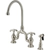 image:imageKingston Brass KS7792TXBS French Country Bridge Kitchen Faucet with Brass Sprayer Polished BrassBrushed Nickel