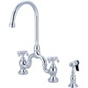 image:imageKingston Brass KS7792TXBS French Country Bridge Kitchen Faucet with Brass Sprayer Polished BrassPolished Chrome