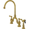 image:imageKingston Brass KS7797ALBS English Country Bridge Kitchen Faucet Brushed Brass 135 x 775 x 1681Brushed Brass