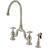 image:imageKingston Brass KS7797ALBS English Country Bridge Kitchen Faucet Brushed Brass 135 x 775 x 1681Brushed Nickel