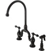 image:imageKingston Brass KS7797ALBS English Country Bridge Kitchen Faucet Brushed Brass 135 x 775 x 1681Matte Black