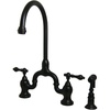 image:imageKingston Brass KS7798ALBS English Country Kitchen Faucet with Brass Sprayer Brushed Nickel 135 x 775 x 1681Oil Rubbed Bronze