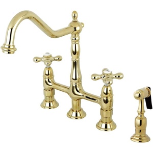 image:imageKingston Brass KS1271AXBS Heritage Kitchen Faucet with Brass Sprayer 834Inch Polished ChromePolished Brass