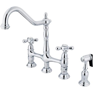 image:imageKingston Brass KS1271AXBS Heritage Kitchen Faucet with Brass Sprayer 834Inch Polished ChromePolished Chrome