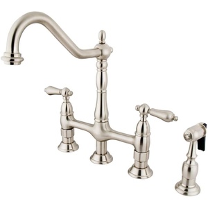 image:imageKingston Brass KS1276ALBS Heritage Bridge Kitchen Faucet Polished Nickel 1388 x 856 x 1313Brushed Nickel