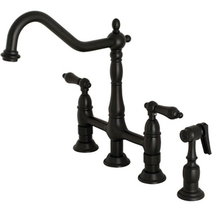 image:imageKingston Brass KS1276ALBS Heritage Bridge Kitchen Faucet Polished Nickel 1388 x 856 x 1313Matte Black