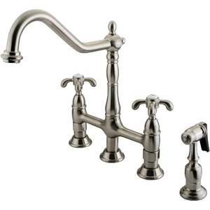 image:imageKingston Brass KS1278TXBS French Country Bridge Kitchen Faucet with Brass Sprayer Brushed NickelBrushed Nickel