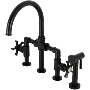 image:imageKingston Brass KS2333NX Hamilton Bridge Kitchen Faucet Antique Brass 1388 x 806 x 1419Matte Black