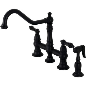 image:imageKingston Brass KS3275PKLBS Duchess Bridge Kitchen Faucet with Brass Sprayer Oil Rubbed BronzeMatte Black